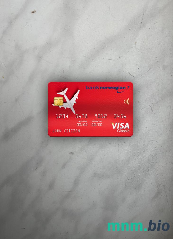 Norway bank Norwegian AS bank visa classic card wygląd fotograficzny skan PSD + zdjęcie
